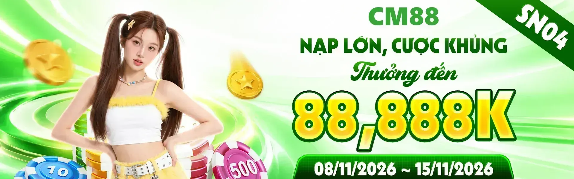 1. CM88 đón sinh nhật bằng hàng ngàn quà tặng hấp dẫn dành cho hội viên. Nhanh tay đăng ký tài khoản để tham gia chương trình và khám phá loạt phần thưởng.